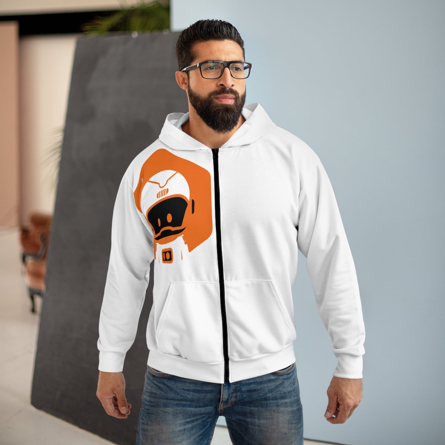 Unisex Zip Hoodie (AOP) - Astronaut | White