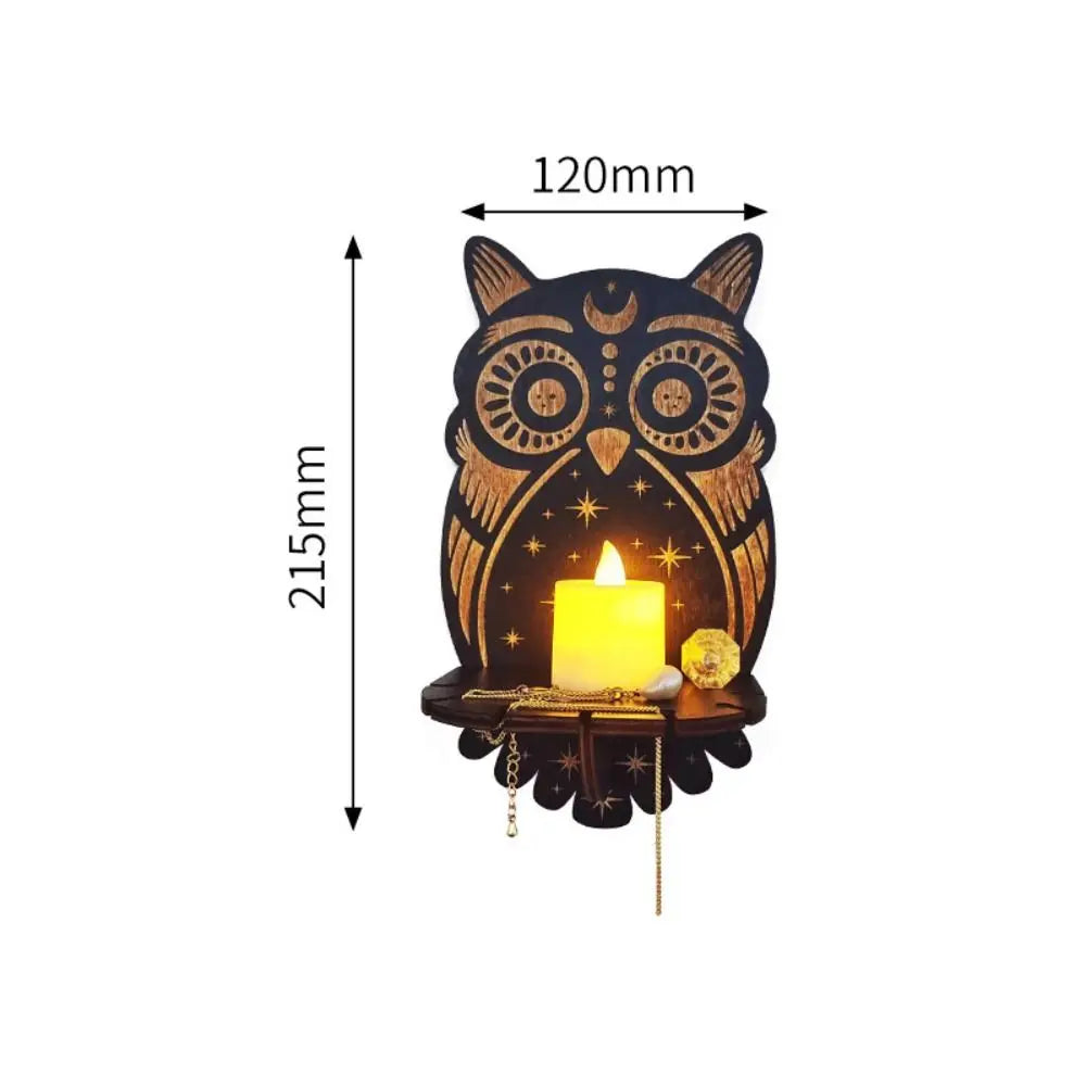 Wooden Carving Crystal Display Stand – Rustic Hanging Candle Holder, Home Decor Shelf for Crystals, Candles, and Essential Oils