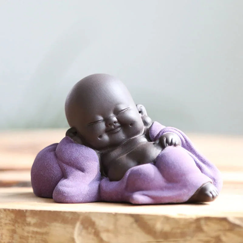 Little Monk Figurine | Cute Baby Buddha Statue | Ceramic Mini Monk Ornament | Home & Office  Decoration | Spiritual Gift