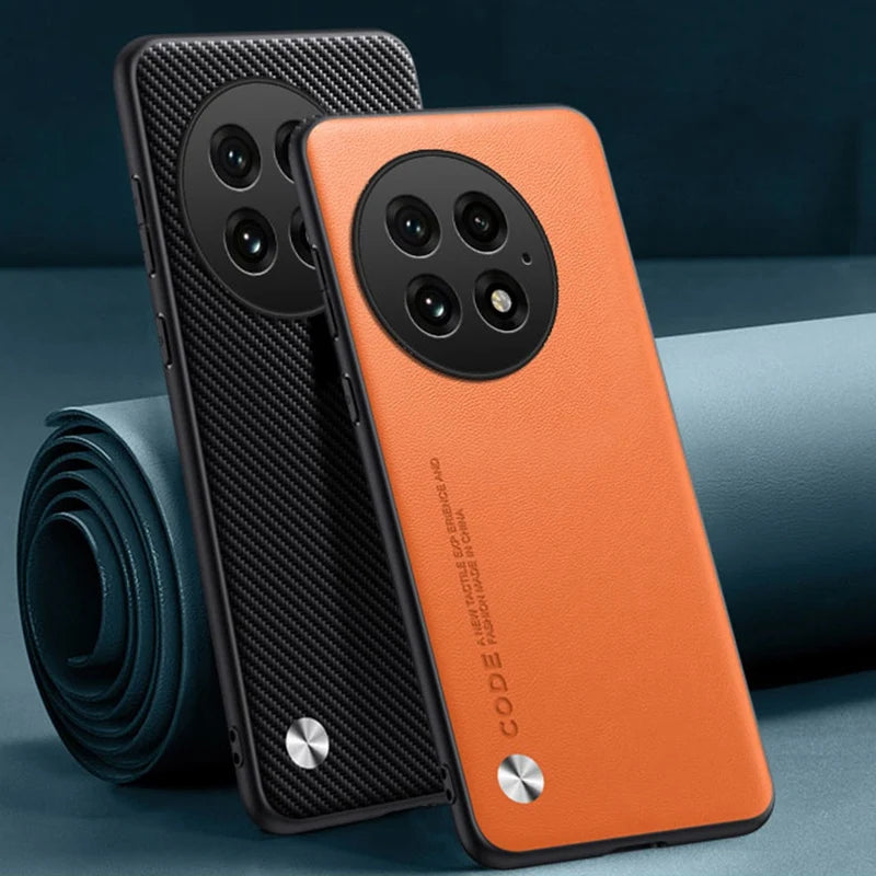 Luxury Matte PU Leather Case for OnePlus 13 – Shockproof, Anti-Fingerprint Back Cover