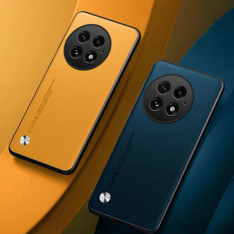 Luxury Matte PU Leather Case for OnePlus 13 – Shockproof, Anti-Fingerprint Back Cover