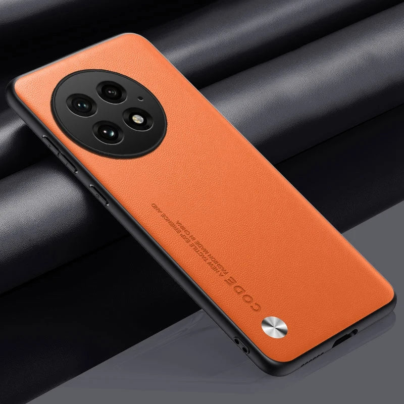 Luxury Matte PU Leather Case for OnePlus 13 – Shockproof, Anti-Fingerprint Back Cover