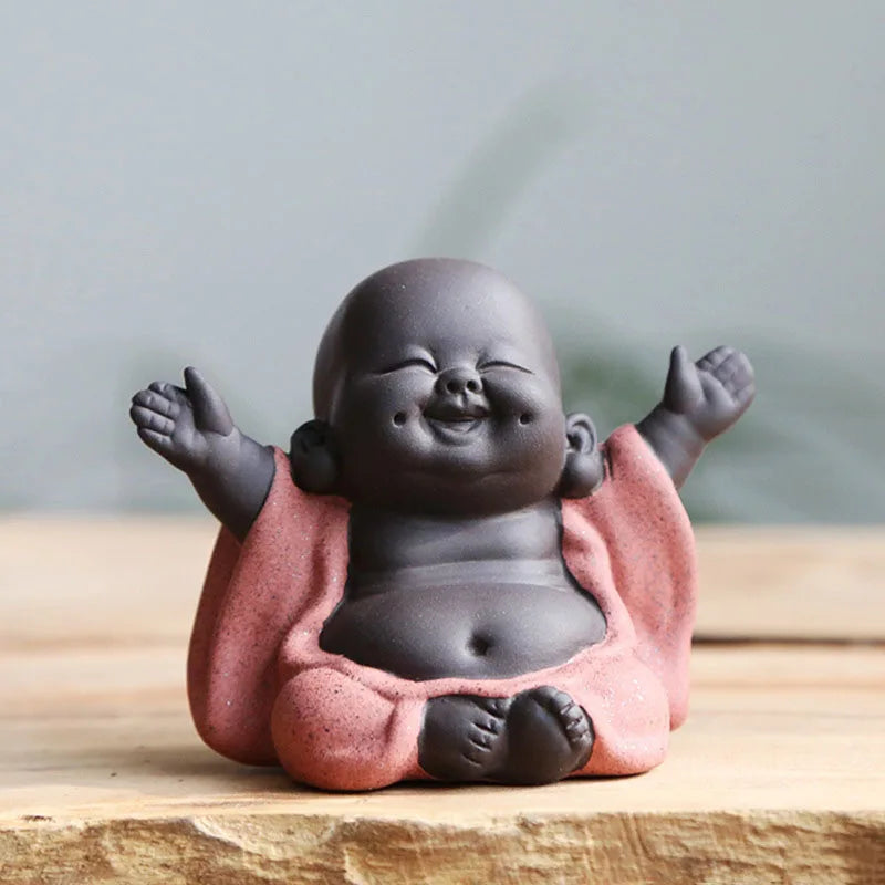 Little Monk Figurine | Cute Baby Buddha Statue | Ceramic Mini Monk Ornament | Home & Office  Decoration | Spiritual Gift