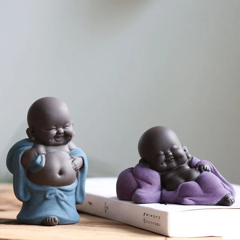 Little Monk Figurine | Cute Baby Buddha Statue | Ceramic Mini Monk Ornament | Home & Office  Decoration | Spiritual Gift