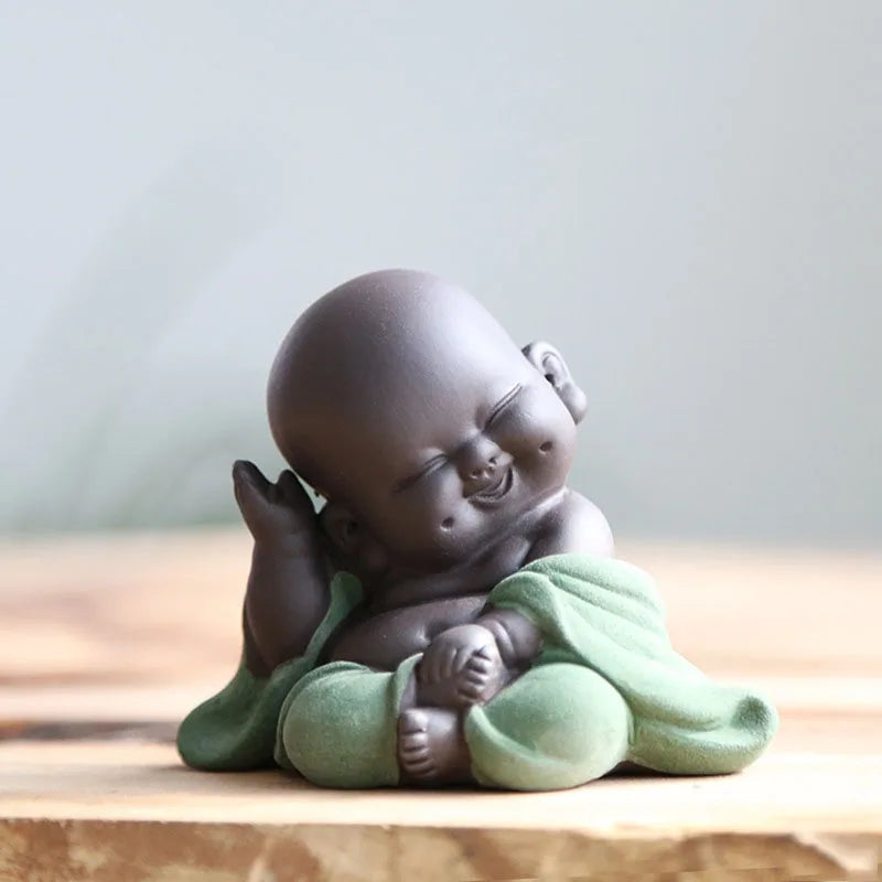 Little Monk Figurine | Cute Baby Buddha Statue | Ceramic Mini Monk Ornament | Home & Office  Decoration | Spiritual Gift