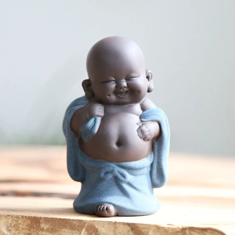 Little Monk Figurine | Cute Baby Buddha Statue | Ceramic Mini Monk Ornament | Home & Office  Decoration | Spiritual Gift