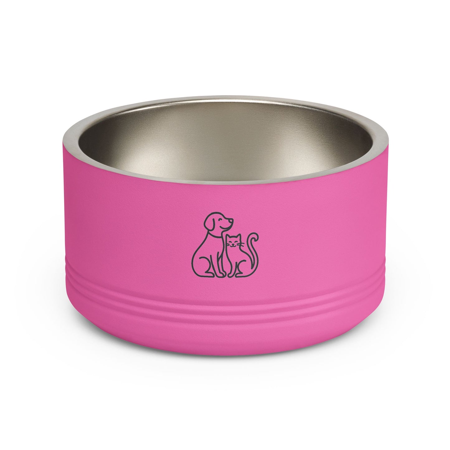 Stainless Pet Bowl – 18oz Dog & Cat Friendship Design