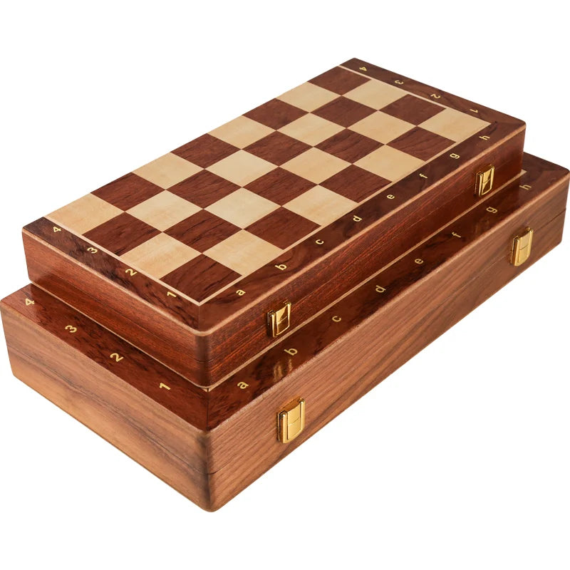Folding Wooden Chess Set with Walnut Board & Pieces