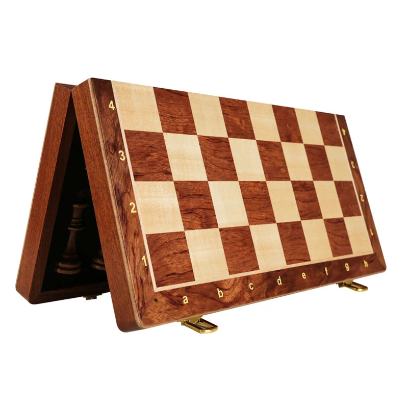 Folding Wooden Chess Set with Walnut Board & Pieces