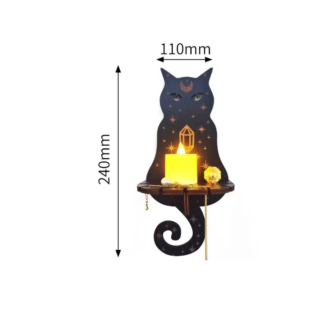 Wooden Carving Crystal Display Stand – Rustic Hanging Candle Holder, Home Decor Shelf for Crystals, Candles, and Essential Oils