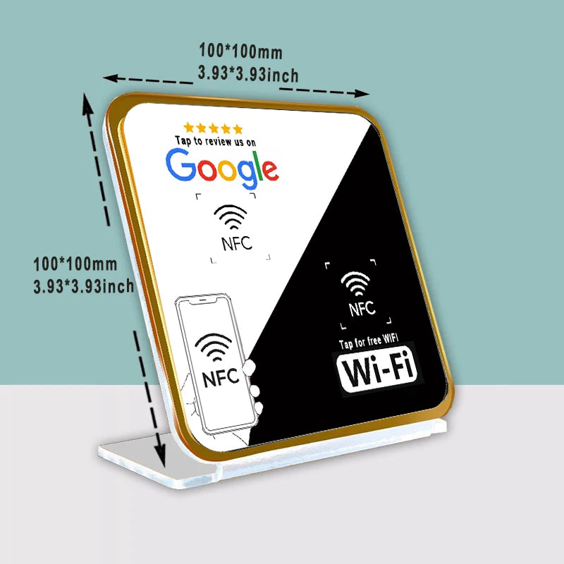 NFC Wi-Fi Share Card & Stand – One-Tap Guest Wi-Fi Access