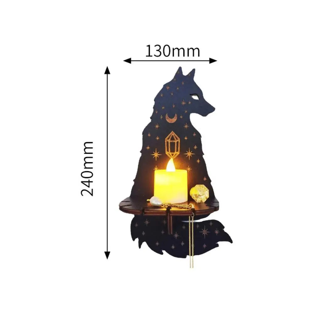 Wooden Carving Crystal Display Stand – Rustic Hanging Candle Holder, Home Decor Shelf for Crystals, Candles, and Essential Oils