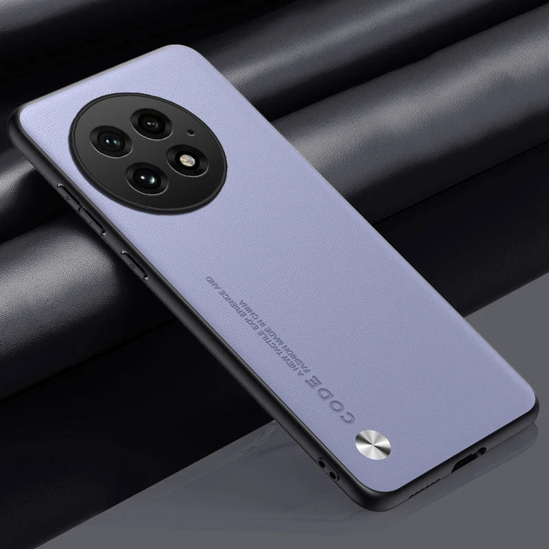 Luxury Matte PU Leather Case for OnePlus 13 – Shockproof, Anti-Fingerprint Back Cover